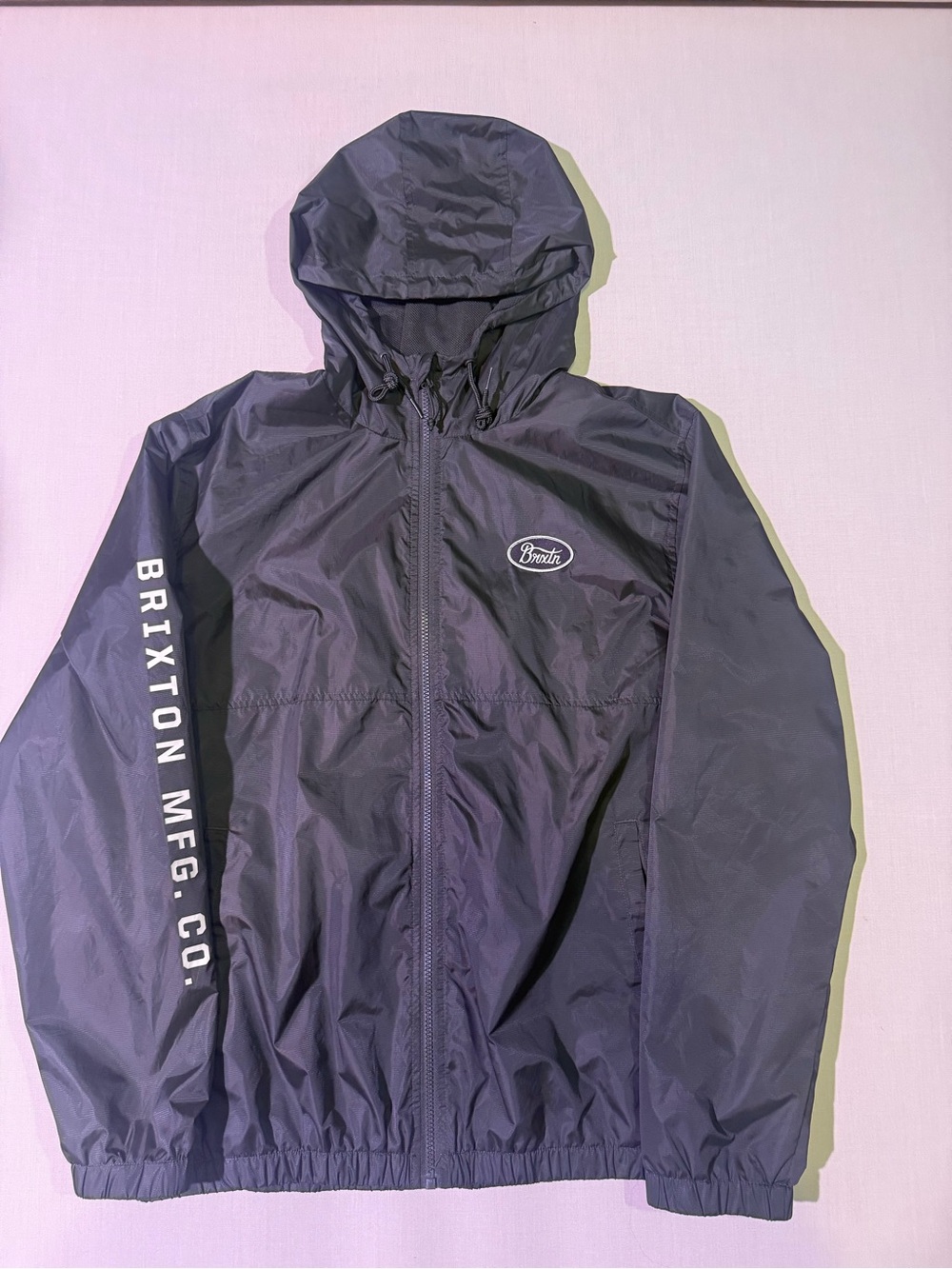 Brixton Navy Hooded Windbreaker Jacket